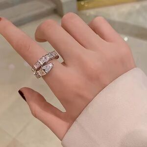 Serpenti Silver Crystal Adjustable Ring